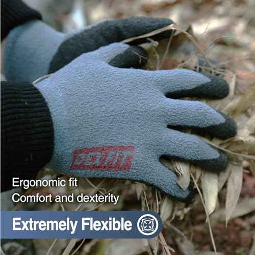 DEX FIT Work Gloves for Cold Weather NR450 - Warm Fleece, Firm Nitrile Coated Grip, Lightweight & Flexible, Ideal for Outdoor Winter Work, Men and Women, Machine Washable; Black 7 (S) 3 Pairs