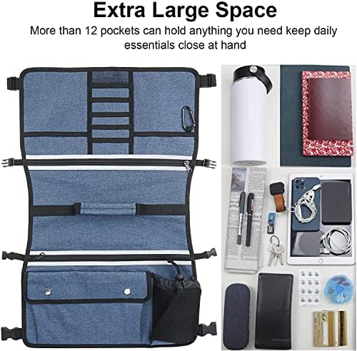 Wheelchair Storage Bag, Double-Sided Armrest Pouch with Cup Holder and Reflective Strip, for Wheelchairs and Walkers (Blue)