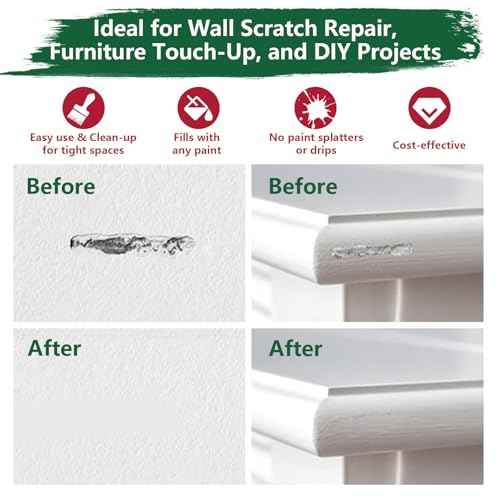 Touch Up Paint Pen 8PCS Set 4 Paint Touch Up Pens Fillable with Pointed, Round & Flat Tips Brushes Ideal for Wall Repair Window Wood Furniture Cabinet