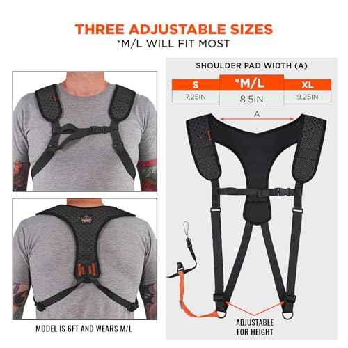 Ergodyne Squids 3142 Padded Shoulder Barcode Scanner Harness with Attachment Lanyard for Mobile Computers