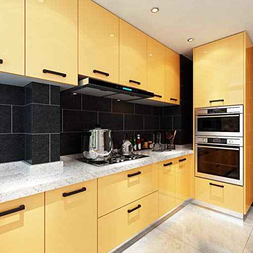 LACHEERY Glossy Yellow Contact Paper Decorative Self Adhesive Countertop Contact Paper Waterproof Wallpaper Peel and Stick Shinny Wall Paper Roll for Kitchen Cabinets Furniture DIY Project 15.8"x80"