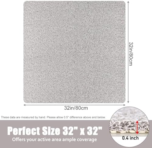 Shower Mat Non Slip - 32x32 Inch Soft Comfort Bath Mat with Drainage Holes, PVC Loofah Massage Bathmat for Shower, Tub, Bathroom, Wet Areas, Quick Drying