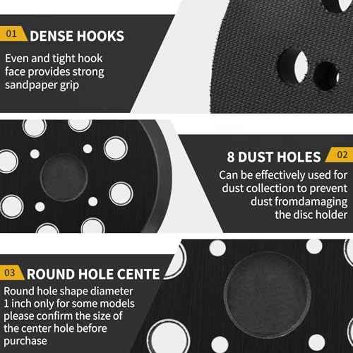 4 Pack 5" 8 Hole Replacement Sander Pad Compatible with Milwaukee 6021-21 6034-21 2648-20 2648-21 Orbital Sander Hook and Loop Replacement Part #51-36-7100 (4 Screw Holes Sander Pads)