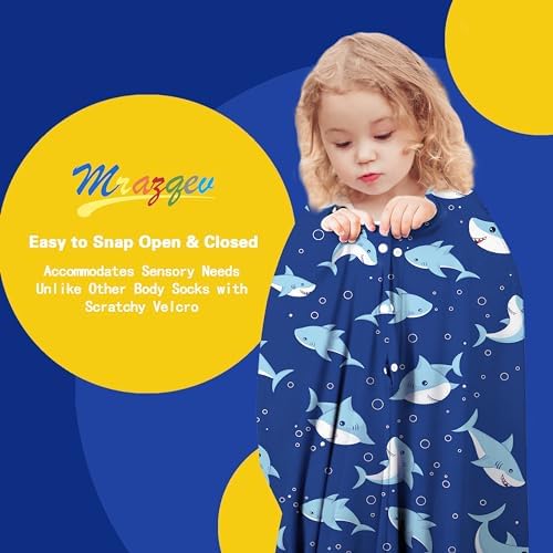 Shark Dynamic Movement Sensory Body Sock - Stretchable Sensory Sack - Help Kids Relax and Focus - Stress Relief Anxiety Autism ADHD Tactile Items for Therapeutic Play (Medium)