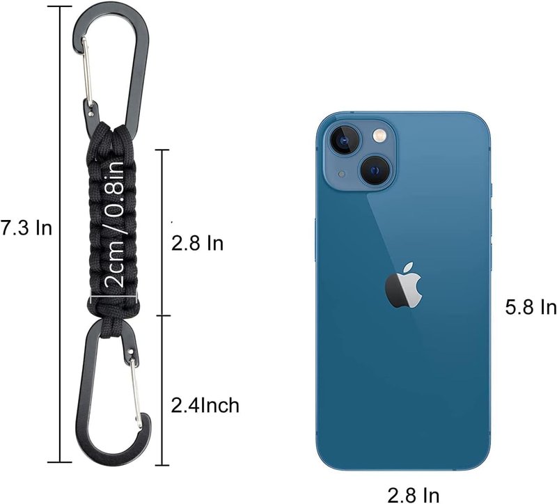 BRAVESHINE Carabiner Keychain Hook with Paracord Strap - 1 Purple 1 Green D Ring Key Clips Para Cord Lanyard Hanger Stroller Hooks for Water Bottle, Belt Loop Keys, Backpacks, Boys, Girls, Men, Women