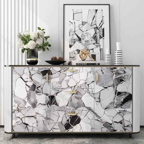 LaCheery White Gray Black Marble Contact Paper for Countertops Kitchen Counter Top Peel and Stick Waterproof Marble Wallpaper for Bathroom Countertop Vinyl Wrap Cabinets Walls Removable Roll 15.8"x80"