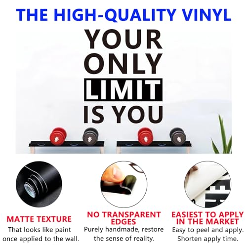SEATUNE Motivational Gym Wall Decals - Inspirational Quotes Office Wall Stickers - School Classroom Home Garage Vinyl Art Wall Decor - Your Only Limit is You 15"X18"