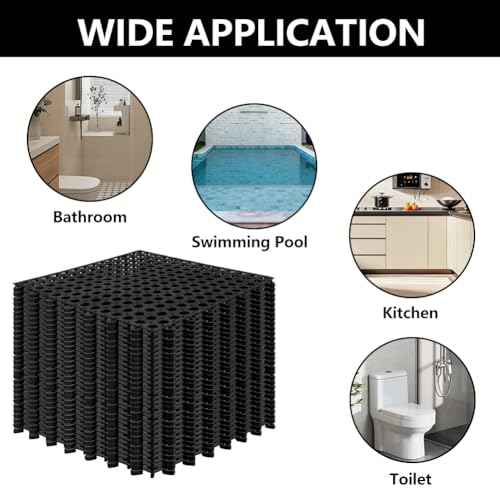 30 Pack Drainage Interlocking Tiles, 12¡±x12¡± Modular Interlocking Floor Tiles with 1 Pc Plastic Hammer Non Slip Rubber Floor mat with Holes for Pool Bathroom Deck Kitchen Patio