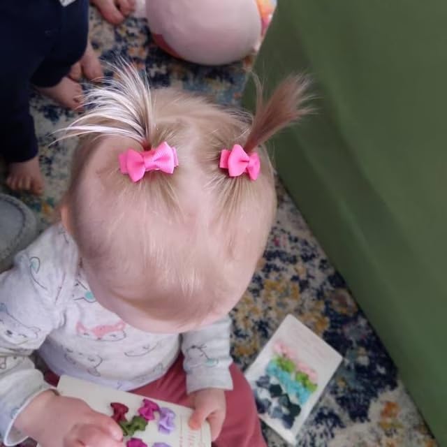 CÉLLOT 60Pcs Baby Hair Clips 1.2" Tiny Baby Bows Snap Hair Clips for Thin Hair Grosgrain Ribbon Hair Bows Clips for Baby Girls Toddlers Infant in Pairs