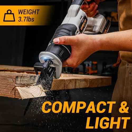 Cordless Reciprocating Saw: DEKOPRO 20V Lithium Ion Power Reciprocating Saw with Battery and Charger, Variable Speed Trigger, 25/32" Stroke Length, 0-2800RPM and 4-5/16" Max for Wood, Metal, PVC