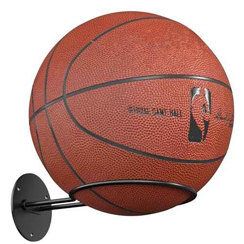 Ball Storage Holder Wall Mount: Black Room Decor for Basketball, Rugby, Soccer, Football, Baseball Display Rack - Boys Sports Accessories Organizer
