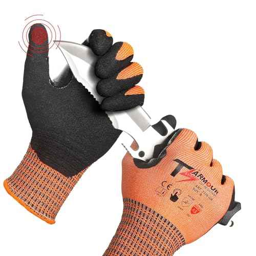 2 Pairs Highest Level Cut Resistant Gloves, ANSI A9 Cut Proof Work Gloves, Touch-Screen Compatible, Durable Cutting Gloves for Fishing, Men&Women Heavy Duty