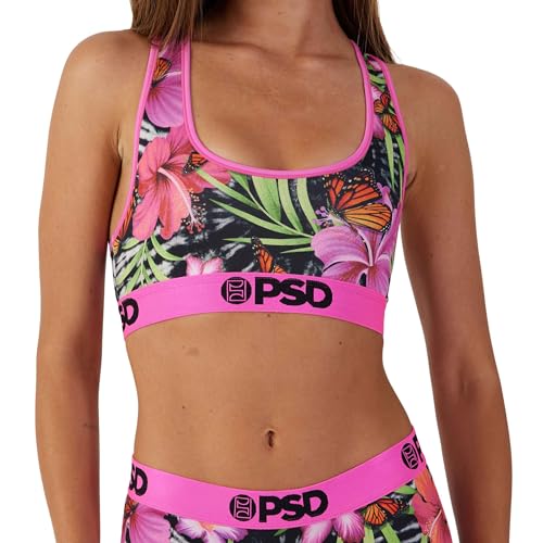 PSD Womens Sports Bra ? Wild Trip 3-Pack, Comfortable Medium Support Sports Bras for Women Pack, Womens Racerback Sports Bras Multipack, X-Large