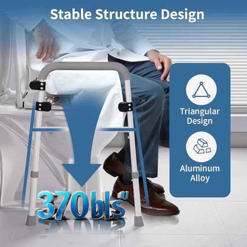 Toilet Seat Riser Adjustable Height Elevated Shower Commode Chair with Handles and Thick Soft Pad Heavy Duty 350lbs Bedside Commode Chair for Elderly Handicap Pregnant Easy to Assemble