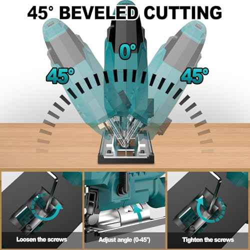 Cordless Jig Saw with Battery & Charger, Jigsaw Tool for Makita 18V Battery, with LED Light, Varible Speed, Bevel Angle (0¡Æ-45¡Æ), 3-Position Orbital Jig Saw for Wood PVC Metal Cutting