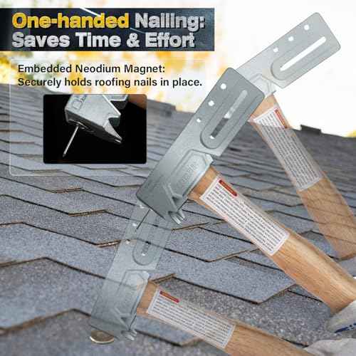Magnetic Roofing Hatchet with Nail Claw & Sliding Gauge ? Durable Roofing Hammer Tool for Repairs and Installation