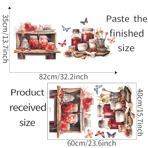 Bowl Kitchenware Utensil Shelf Wall Stickers, sacinora Butterfly Painted Wall Decals Removable Vinyl Peel and Stick for Kitchen Dining Restaurant Baking Room Bar Home Decorations