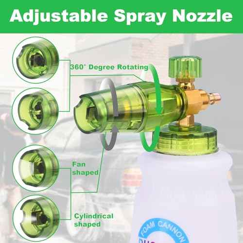 DUSICHIN Short Pressure Washer Gun Foam Cannon Nozzle Dual Connector Shift Valve, Car Wash Foam Cannon Kit 1/4 Inch Quick Connector, 5 Pressure Washer Nozzle Tips,Double Tip Attachment For Soap Cannon