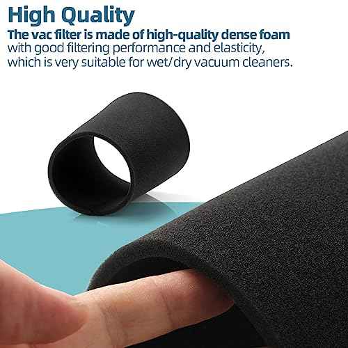25-1202 Foam Filter for Stanley 1-5 Gallon Vacuums, Wet Dry Vac Filter Compatible with Stanley SL18910P-3, SL18130P, SL18133, SL18129 Vacuums Replacement Parts (Pack of 2)