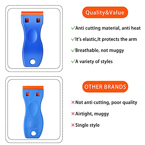 Plastic Razor Blade Scraper, 4 Pieces Scraper Tools with 100 Pieces Plastic Blades for Gasket Remover, Stickers, Decals, Adhesive, Labels, Paint, Glass, Car, Windows