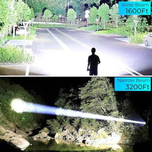 Rechargeable Flashlights High Lumens, 9000 Lumen Super Bright Led Flash Light, Powerful Flashlight with 7 Modes, COB Light, IPX7 Waterproof for Camping, Emergencies
