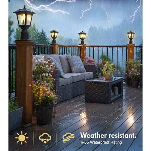 PASAMIC Solar Post Light 2 Pack, 3000K (Warm White) Dusk to Dawn Outdoor Solar Lamp with Aluminum Base, Waterproof Pillar Light for Fence, Garden, Yard, Patio,Outside Decoration? Bonus Bulb Included