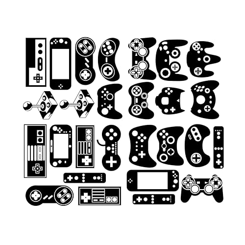 Game Controller Wall Decals for Kids Room - Game Art Stickers, Vinyl Decor for Boys Bedroom Gaming Room Y97 (Black)