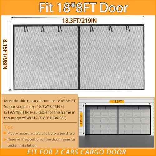 Garage Screen Doors for 2 car garage-18x8FT Fiberglass 3000g/6.7lb Durable Heavy Duty Magnetic Garage Door Screen Retractable Hands Free with 6 Roll Up Straps for Patio Workshop Home Gym Sun Room