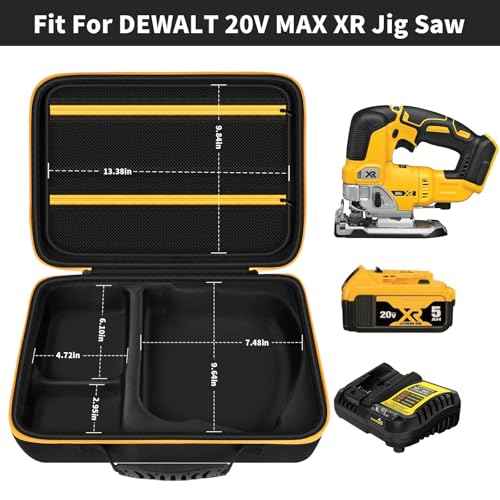 ANKHOH Case for DEWALT 20V MAX XR Jig Saw DCS334B, Jigsaw Power Tool Storage Bag for Skill Saw Blade, Battery and Charger Accessories Holder with Handle and Shoulder Strap (Box Only)
