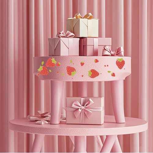 8 Pages 184 Pieces Strawberry Stickers Waterproof Strawberry Wall Stickers Removable Fruit Wall Decals for Girls Bedroom Dorm Dining Room Kitchen Bathroom Waterproof Decor (8, Red)