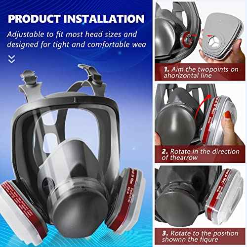 2 Set 6800 Full Face Gas Mask - Anti-fog, Dust-proof Respirator with 2097 & 6001CN Filters Protection for Painting, Chemicals, Polishing, Welding
