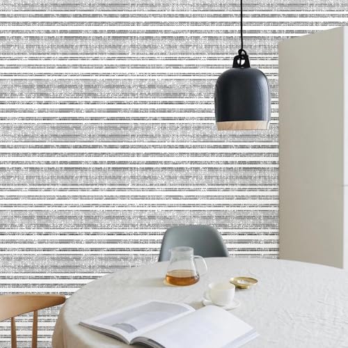 wishFIRE Modern Peel and Stick Wallpaper 17.3" x 120" Contact Paper Black and White Stripe Wall Paper Self Adhesive Removable Wallpaper for Bedroom Cabinets Dresser