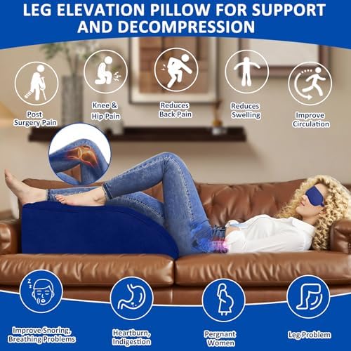 Inflatable Leg Pillow for After Surgery – Leg Elevation Pillow for Side Sleeping,Swelling & Circulation,Portable Wedge Pillow for Leg Support,Travel,Recovery,Knee Surgery,Back Pain & Everyday Comfort
