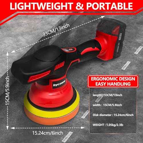 Cordless Car Buffer Polisher for Milwaukee 18V Battery, 6 Inch Portable Orbital Buffer Polisher Kit, 8 Variable Speed Car Polisher for Car Detailing/Polishing/Waxing (Battery Not Include)