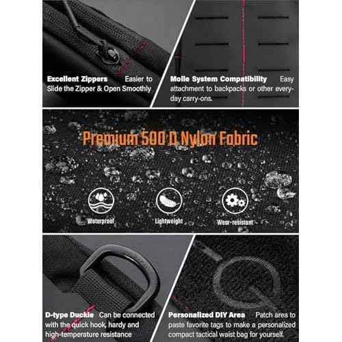TACTICAL GEEK Block K EDC Compact Waist Pouch, Utility Pocket Organizer with Cache Pad, Nylon Zippers Tool Pouch, Multi-Purpose Small Gadget Organization for Daily Carry