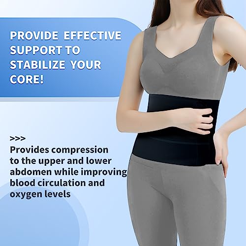 Abdominal Binder Post Surgery - Elastic Belly Band Compression Stomach Wrap Tummy Tuck Belt - Skin Friendly, Breathable, Soft - (45" - 60") 3 Panel - 9" BLACK