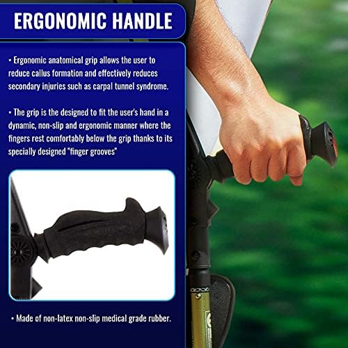 Ergobaum 7G by Ergoactives. 1 Pair (2 Units) of Ergonomic Forearm Crutches - Adult 5' - 6'6'' Adjustable, Foldable, Ergonomic, Shock Absorber, Non-Slip, Knee-Rest Platforms, LED Lights (Aqua Blue)