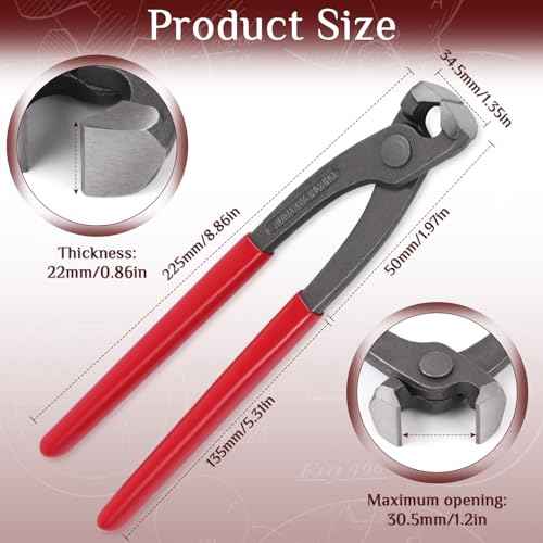 GAOHUI 9 Inch Ear Clamp Plier, Carbon Steel Crimper Tool for Install Remove, Nail Puller Tool Pinch Clamp Pliers For Pipe Hose Clamps