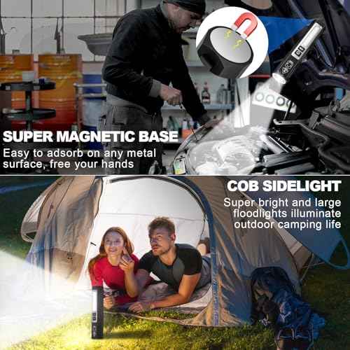 Small LED Rechargeable Magnetic Flashlights 20000 High Lumens - Super Bright Long Beam Pocket Powerful Flashlight 8 Modes with COB Work Light, Dual Button Tactical Flashlight for Camping Emergency