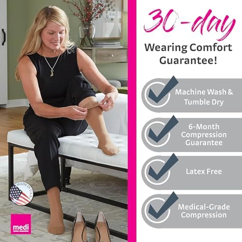 mediven Sheer & Soft for Women, 20-30 mmHg - Closed Toe Leg Circulation, Knee High Compression Stockings for Women, Sheer Leg Support Compression Hosiery