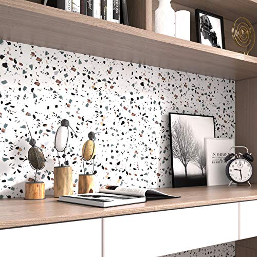LACHEERY Terrazzo Contact Paper for Countertops Waterproof Self Adhesive Granite Countertop Contact Paper Decorative Wall Paper Roll Peel and Stick Wallpaper for Kitchen Shelf Drawer Liners 15.8"x80"