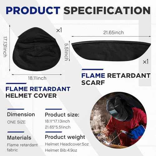 Jecery 2 Pcs Welding Helmet Cover and Helmet Bib Set, Welding Accessories with Press Fit Seal for Neck Protection, Fits Most(Classic,Black)