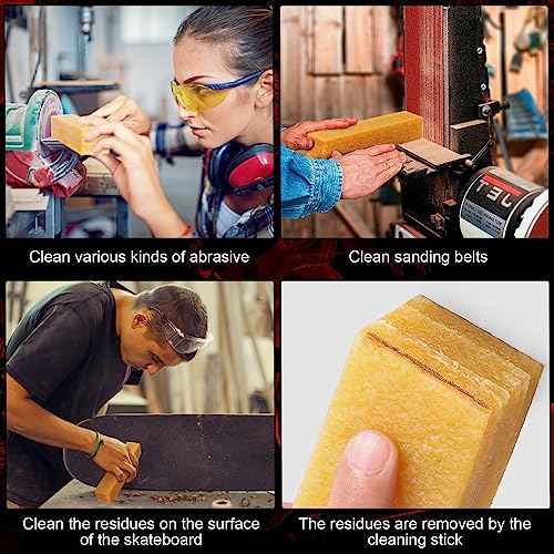 Sanding Belt & Disc Cleaner Stick 1-1/2"x1-1/2 x7-7/8 - Natural Rubber Abrasive Reviver for Woodworking Sanders, Restores Grit & Extends Belt Life