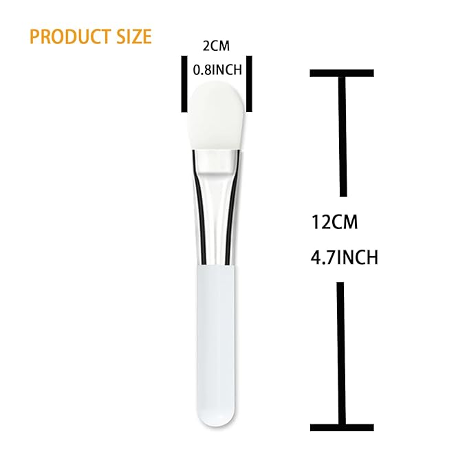 Facial Mask Application Brush, Soft Silicone Tongue Shape White Brush Head Cosmetic Tool for Body Lotion, Mud, Clay, Charcoal Mixed Mask