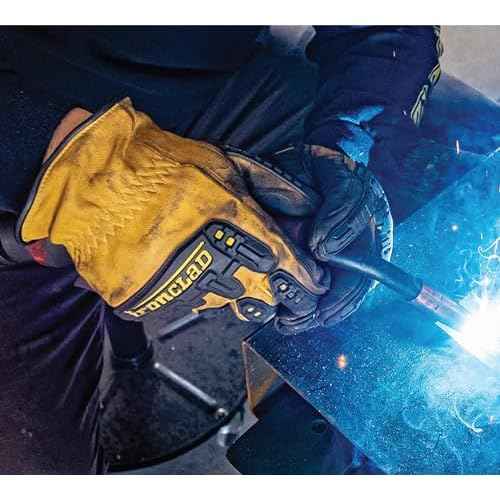 Ironclad Mens Work Glove 360 CUT LEATHER IMPACT, Yelloe, Large US