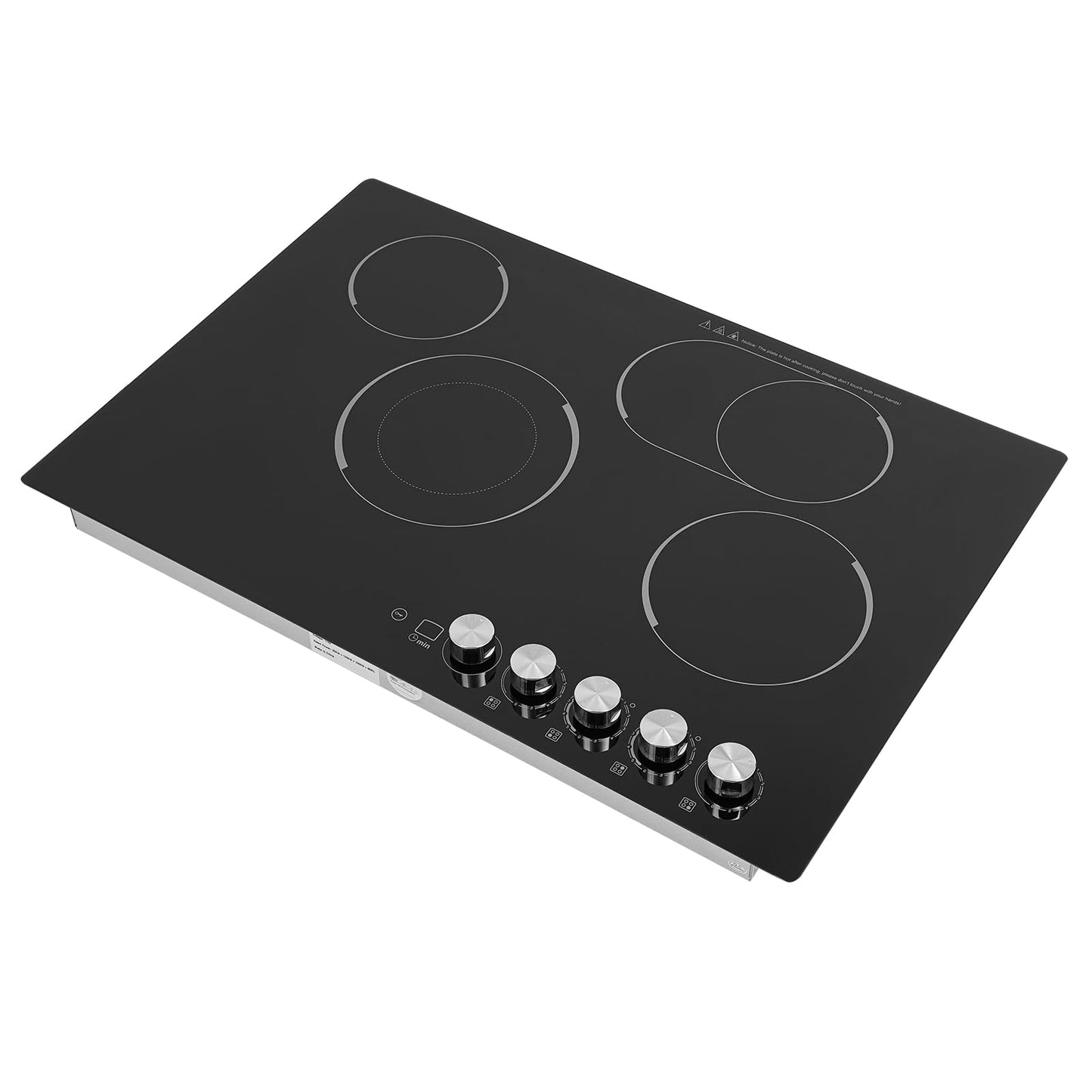 4-Burner Electric Cooktop, 30" x 20" Electric Ceramic Cooktop with Knob Control, 110V 1200W Built-in Stove Top with 0-90mins Timer, for Home, Commercial Kitchen, for Hotel, Restaurant