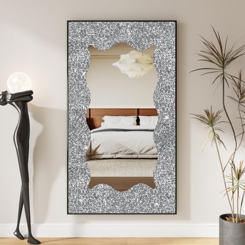 CRE8TIVE 8"x80" Silver Chunky Glitter Wallpaper Border Peel and Stick Silver Contact Paper Self Adhesive Removable Wallpaper Fabric Sequins Wall Border Trim for Girls Room Drawers Dressers DIY Crafts