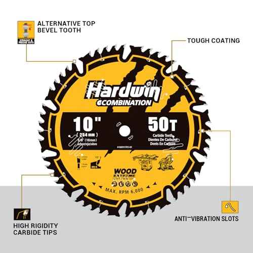 10-Inch 50-Teeth ATB Circular Saw Blade with 5/8 Inch Arbor, Ideal for Table Saws, Professional Blade for Cutting Wood, Plywood, and Wood Composites