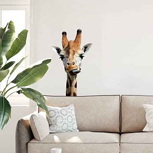 AHNNER Funny Giraffe Wall Decal Peel and Stick Giraffe Wall Clings Funny Sticker Gift for Friends Kids Room Wall Funny Window Decor Fridge Closet Stickers