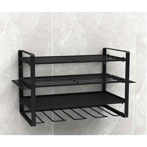 Garage Power Tool Storage System, Wall Mounted Power Tool Storage Organizer, Heavy Duty Power Tool Organizer, Power Tool Rack. Load capacity is 150 lbs, black rust resistant with 8 hooks.